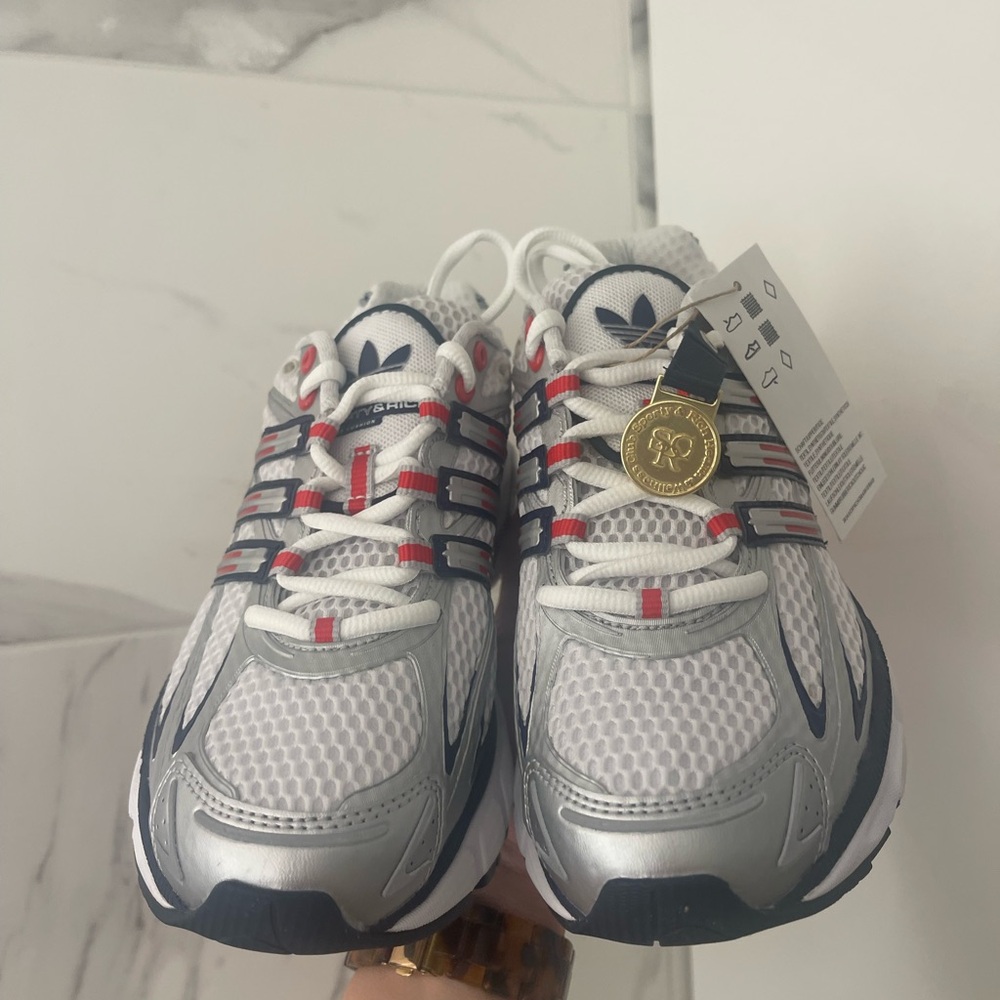 Adidas Women's White and Silver Sneakers - Picture 8 of 11